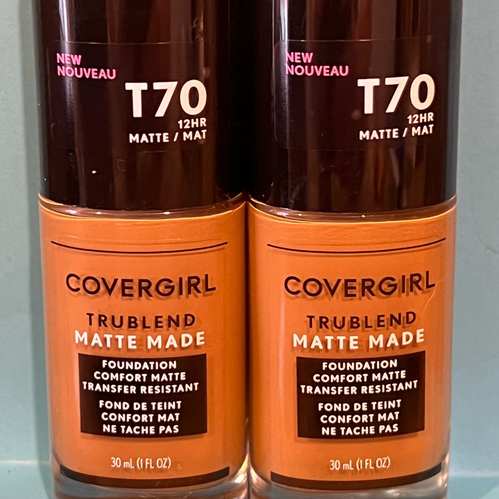 New Set of 2 Covergirl Trublend Matte Made Foundation Carmel T70 12 Hour Comfort